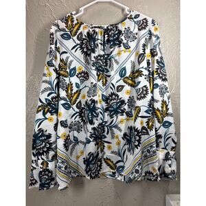 Liz‎ Claiborne Career Womens Keyhole Neck Long Sleeve Blouse Size Large